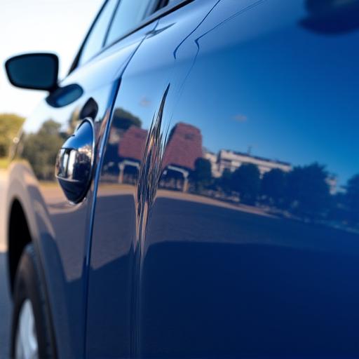 Glossy car exterior reflecting the sky after polishing